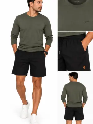 Shorts Mauricinho Tecido Misto Tipo Linho