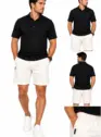Shorts Malvon Linho Cós Com Elástico; Bolsos Laterais; Tecido Leve Com Aspecto De Linho
