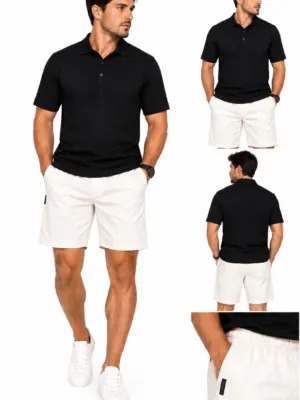 Shorts Malvon Tactel Cós Com Elástico; Bolsos Laterais; Tecido Leve;